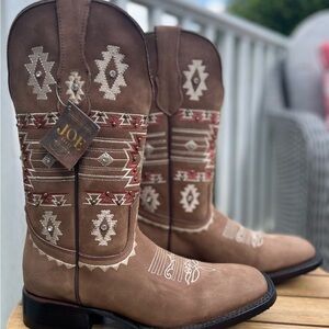 JB Brown Embroidered Cowgirl Boots